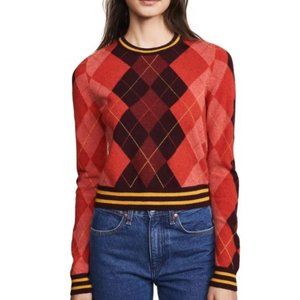Rag & Bone Dex Cropped Argyle Crew Neck Sweater